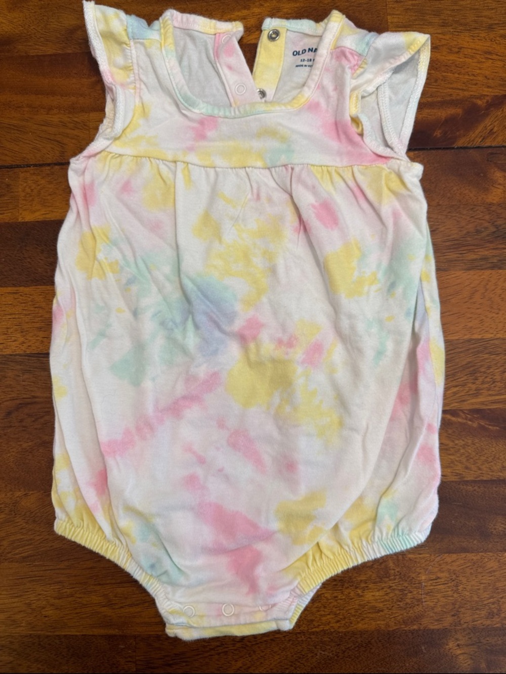 Old Navy Pastel Tie-Dye Baby Romper - Yellow Pink Blue